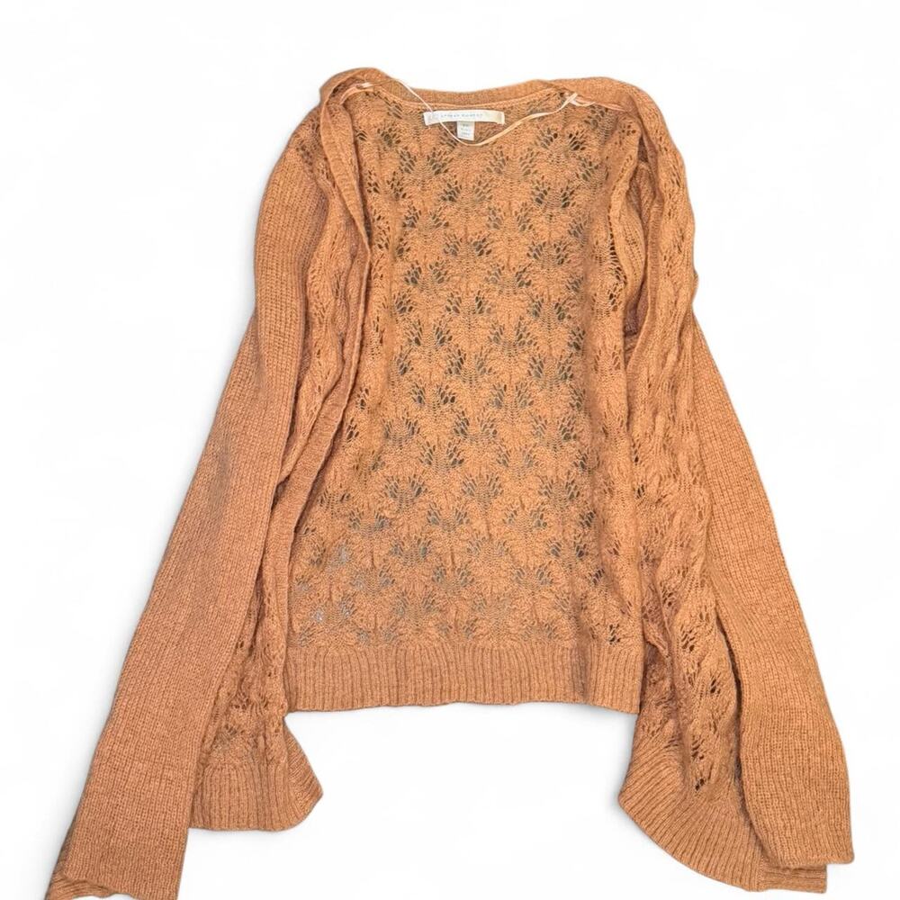 Lauren Conrad Cardigan Orange XS Boho Pointelle Knit Open Front Casual Layer